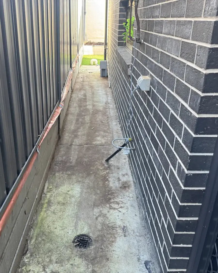 After: Side path cleared and cleaned down to the concrete